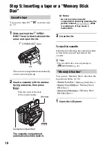 Предварительный просмотр 16 страницы Sony DCR HC62E - Mini DV Camcorder Operating Manual