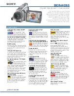 Preview for 1 page of Sony DCR-HC65 - Digital Handycam Camcorder Specifications