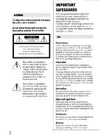 Предварительный просмотр 2 страницы Sony DCR-SR220 Handycam® Operating Manual