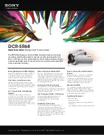 Предварительный просмотр 1 страницы Sony DCR-SR68/L - Hard Disk Drive Handycam Camcorder Specifications