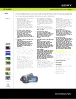 Sony DCR-SR82C - 100gb Handycam Hard Disc Drive Digital Video Camera Recorder Specifications preview