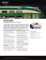 Preview for 1 page of Sony DCR-SX83 - Flash Memory Handycam Camcorder Specifications