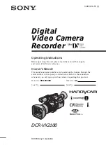 Sony DCR VX2100 - Handycam Camcorder - 380 KP Operating Instructions Manual preview