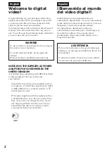 Preview for 2 page of Sony DCR-VX9000E Operating Instructions Manual