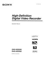 Предварительный просмотр 1 страницы Sony DHG-HDD250 - 30-Hour High-Definition Digital Video Recorder Operation Manual