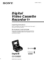 Sony DIGITAL 8 GV-D800E Operating Instructions Manual preview