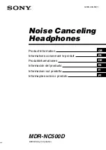 Sony DIGITAL NOISE CANCELING HEADPHONES MDR-NC500D Product Information preview