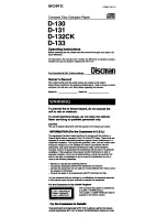 Preview for 1 page of Sony discman D-130 Operating Instructions Manual