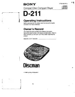 Sony Discman D-211 Operating Instruction preview