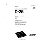 Sony Discman D-25 Operating Instructions Manual preview