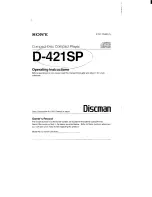 Preview for 1 page of Sony Discman D-421SP Operating Instructions Manual