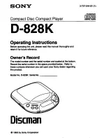 Sony Discman D-828K Operating Instructions Manual предпросмотр