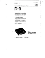 Sony Discman D-9 Operating Instructions Manual preview