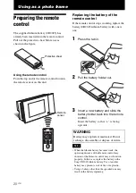 Preview for 20 page of Sony DPP-F700 - Digital Photo Printer/frame Operating Instructions Manual