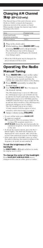 Preview for 3 page of Sony Dream Machine ICF-C113 User Manual