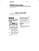 Sony Dream Machine ICF-C160 Operating Instructions preview