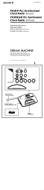 Sony Dream Machine ICF-C233 User Manual предпросмотр