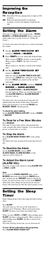 Preview for 3 page of Sony Dream Machine ICF-C492 User Manual