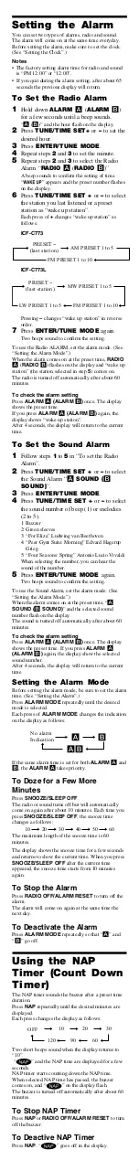 Предварительный просмотр 5 страницы Sony Dream Machine ICF-C773 User Manual