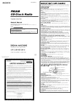 Preview for 1 page of Sony DREAM MACHINE ICF-CD814 Operating Instructions