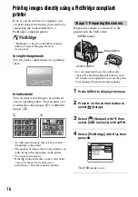 Preview for 76 page of Sony DSC M2 - Cybershot 5.1MP Digital Camera Operating Instructions Manual