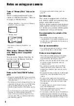 Предварительный просмотр 4 страницы Sony DSC-T7 - Cyber-shot Digital Still Camera User'S Manual / Troubleshooting