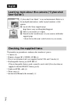 Предварительный просмотр 2 страницы Sony DSC-W630 Cyber-shot Instruction Manual