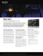 Предварительный просмотр 1 страницы Sony DSC WX1 - Cyber-shot Digital Camera Specification Sheet