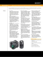 Предварительный просмотр 1 страницы Sony DSLR-A200W - a Digital Camera SLR Specifications