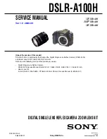 Sony DSLRA100H - Alpha A100H 10.2MP Digital SLR Camera Service Manual preview