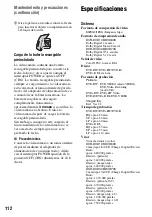 Preview for 112 page of Sony DVD608 (Spanish) Operating Manual