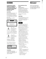 Preview for 2 page of Sony DVP-CX875P Operating Instructions Manual