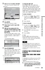 Предварительный просмотр 49 страницы Sony DVP-CX995V Operating Instructions  (DVP-CX995V CD/DVD Player) Operating Instructions Manual