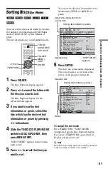 Предварительный просмотр 51 страницы Sony DVP-CX995V Operating Instructions  (DVP-CX995V CD/DVD Player) Operating Instructions Manual