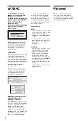 Preview for 2 page of Sony DVP-F25 Operating Instructions Manual