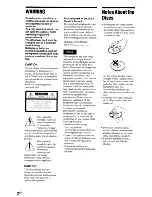 Preview for 2 page of Sony DVP-NS700H Operating Instructions Manual