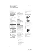 Preview for 2 page of Sony DVP-NS70H - Cd/dvd Player Operating Instructions Manual