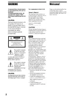 Preview for 2 page of Sony DVP-NS900V - Sacd/dvd Player Operating Instructions Manual