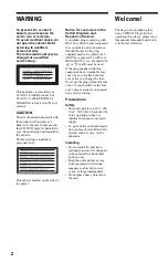 Preview for 2 page of Sony DVP-NS999ES - Es Dvd Player Operating Instructions Manual