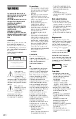 Preview for 2 page of Sony DVP-SR405P Reference Manual