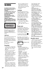 Preview for 2 page of Sony DVP-SR520P Reference Manual