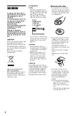 Preview for 2 page of Sony DVP-SR550P Operating Instructions Manual