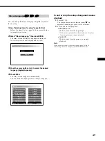 Предварительный просмотр 47 страницы Sony DVX-100 - 10 Disc Dvd Changer Operating Instructions Manual