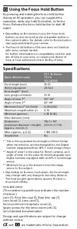 Preview for 8 page of Sony E-mount FE C 16-35mm T3.1 G User Manual