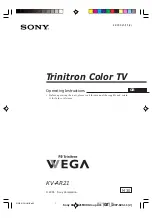 Sony FD Trinitron WEGA KV-AR21 Operating Instructions Manual preview