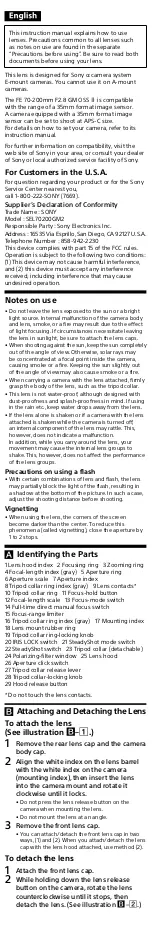 Preview for 5 page of Sony FE 70-200mm User Manual