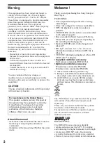 Preview for 2 page of Sony Francais) Operating Instructions Manual