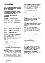 Preview for 2 page of Sony FX52 - VPL XGA LCD Projector Operating Instructions Manual