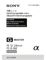 Sony G Master FE 12-24mm F2.8 GM Operating Instructions Manual preview