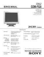 Предварительный просмотр 2 страницы Sony GDM-F520 Trinitron Service Manual